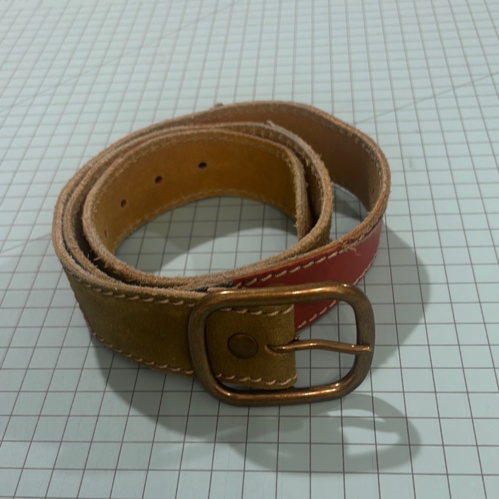 Lucky brand suede and leather belt multicolored. 34 inch length.